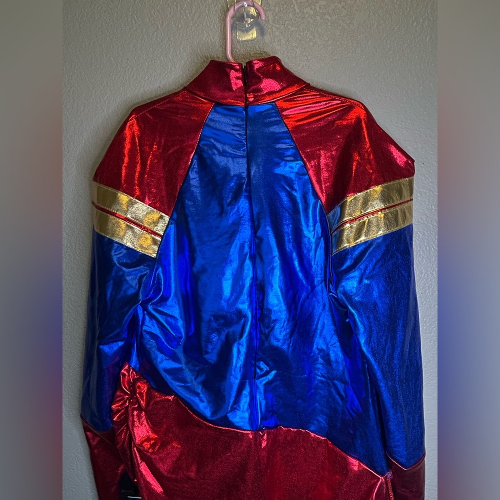 Captain Marvel Costume Girls Halloween Super Hero Sz L - Picture 6 of 9